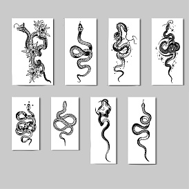 Autocollants en papier de tatouages temporaires amovibles d'Halloween, serpent