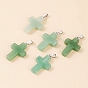 Gemstone Pendants, Religion Cross Charms with Platinum Tone Metal Snap on Bails