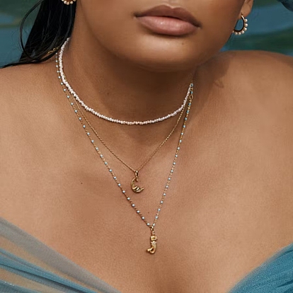 Прозрачные ожерелья с лунным кулоном из кубического циркония, 304 женские украшения из нержавеющей стали