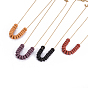 304 Stainless Steel Cable Chain Necklaces, Beaded Necklaces, with Flat Round Natural Lava Rock Beads and Lobster Claw Clasps