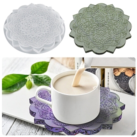 DIY Cup Mat Silicone Molds, Resin Casting Molds, For DIY UV Resin, Epoxy Resin Craft Making, Flat Round with Mandala Pattern