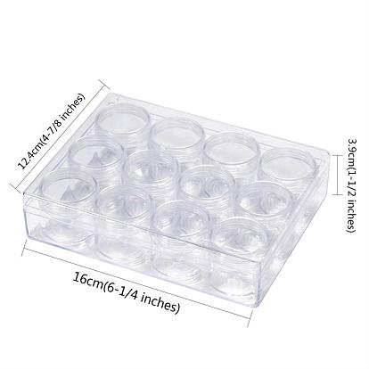 Plastic Bead Storage Containers, with 12 Pcs 39x32.5mm Small Screw Top Bead Jars