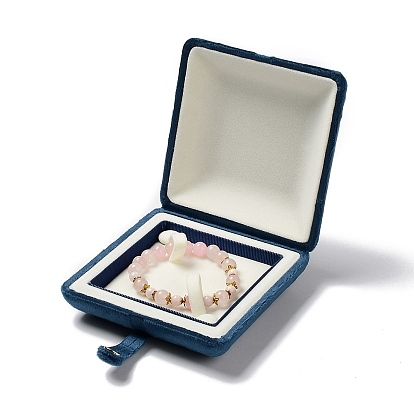 Square Velvet Bracelet Boxes, Jewelry Bracelet Gift Case with Iron Snap Button