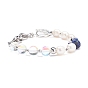 Bracelet en perles de lapis-lazuli naturel (teint) et pierre de lune synthétique et perle, bijoux en pierres précieuses pour femmes