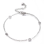 304 Stainless Steel Cable Chain Anklets, with Textured Heart Links and Lobster Claw Clasps