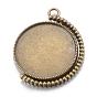 Rotatable Tibetan Style Alloy Pendant Cabochon Settings, Cadmium Free & Lead Free, Double-sided Tray, Flat Round
