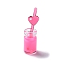 Luminous Translucent Resin Pendants, with ABS Imitation Pearl, Glow in the Dark Love Heart Cup Charm