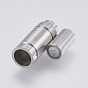 304 Stainless Steel Magnetic Clasps with Glue-in Ends, Frosted, Column