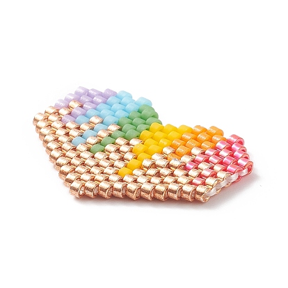 Rainbow Color Pride Flag Handmade Japanese Seed Beads, Loom Pattern, Heart