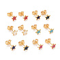 304 Stainless Steel Enamel Stud Earrings, with 316 Surgical Stainless Steel Pin & Glitter Powder, Golden, Star