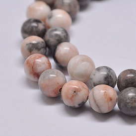 Natural Pink Zebra Jasper Beads Strands, Round