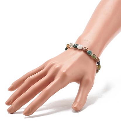 Natural Moss Agate Nuggets Beads Stretch Bracelet, Reiki Bracelet for Men Women