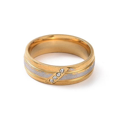 Anillo de dedo de rombo de diamantes de imitación de cristal, dos tonos 201 joyas de acero inoxidable para mujer