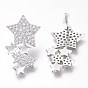 Brass Micro Pave Cubic Zirconia Star Stud Earrings, with Plastic Ear Nuts, Long-Lasting Plated