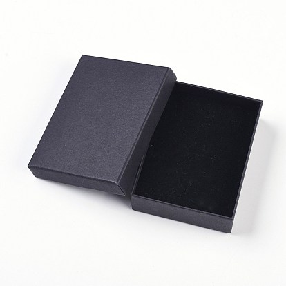 Boîtes d'ensemble de bijoux en carton, avec une éponge à l'intérieur, rectangle