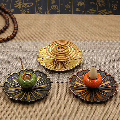 Porte-encens en porcelaine, avec base de fleur en alliage, bouddhisme aromathérapie four décor à la maison