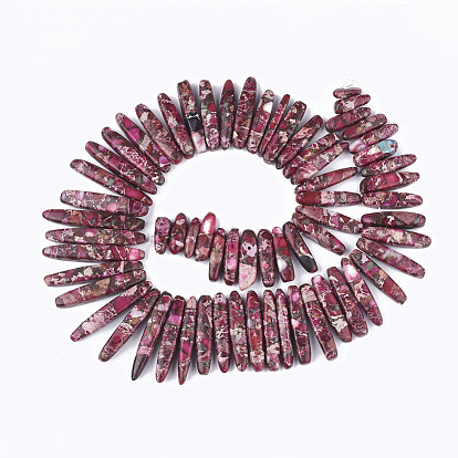 Ligne de perles de jaspe impérial en or synthétique, teint, bande graduée