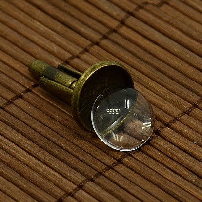 DIY результаты латунь запонки манжеты кнопку настройки кабошон и 14 мм прозрачное стекло наборы кабошон крышка, Кнопка манжеты: 27x16 мм, лоток: 14 мм