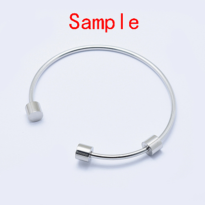 Fabrication de bracelet de manchette en acier inoxydable chirurgical 316 respectueux de l'environnement, avec perles de colonne amovibles, plaqué longue durée