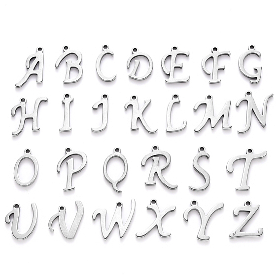201 Stainless Steel Charms, Laser Cut, Alphabet