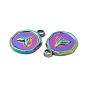 Ion Plating(IP) 
304 Stainless Steel Pendants, Flat Round with Fishtail Charm
