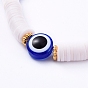 Bracelets extensibles mauvais œil, bracelets élastiques faits à la main de perles heishi en pâte polymère, avec perles de résine et perles d'espacement en alliage
