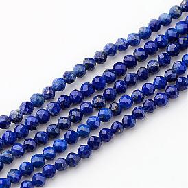 Lapis-lazuli, brins de perles naturels , ronde, facette, 3mm, Trou: 0.8mm, Environ 146 pcs/chapelet, 15.9 pouce