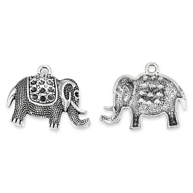 Support pendentif de strass en alliage de style tibétain, sans cadmium et sans plomb, éléphant