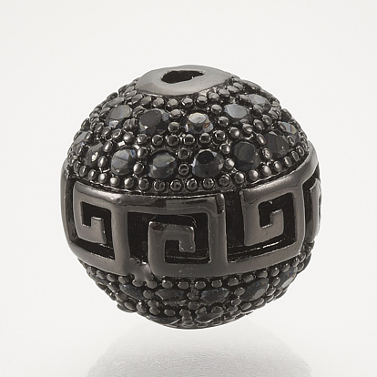 Micro en laiton pavent des perles cubes de zircone, creux, ronde, noir