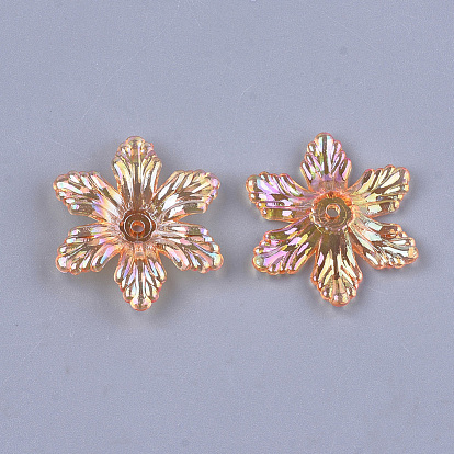 Transparentes bouchons acrylique de perles, couleur ab , Flower 6 pétales