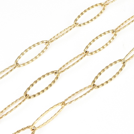 304 chaînes de câbles texturées en acier inoxydable, colliers finis pour bijoux bricolage, avec bobine, soudé, ovale