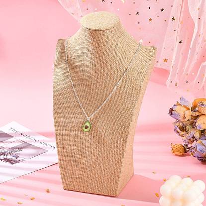 Wooden Covered with Imitation Burlap Necklace Displays, 30x17.7x11.1cm