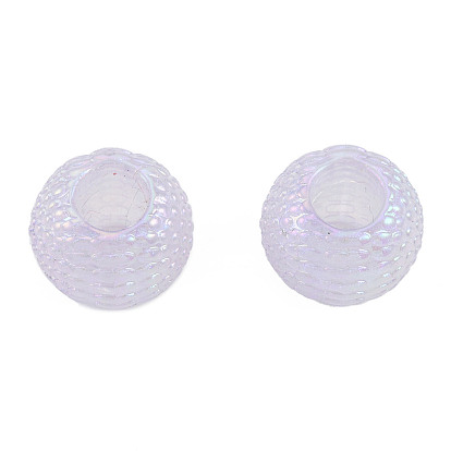 Electroplate Acrylic European Beads, Large Hole Beads, Pearlized, Round
