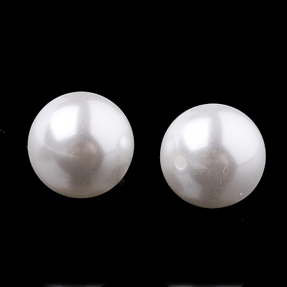 Perles d'imitation en plastique écologique, haut lustre, Grade a, demi-percés perles, ronde