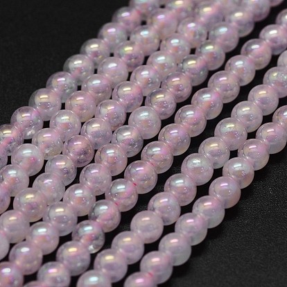 Perles électrolytique rose naturel de quartz brins, ronde
