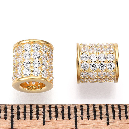 925 perles de zircone cubique micro-pavées en argent sterling, colonne, sans nickel, avec cachet s