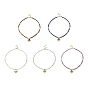 Gemstone Beaded Necklaces, 304 Stainless Steel Fan Pendant Necklaces with Lobster Claw Clasp & Chain Extender for Women