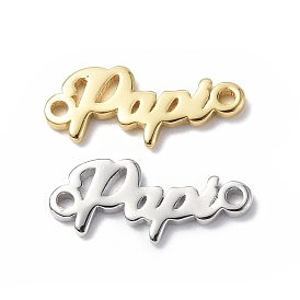 Eco-Friendly Rack Plating Brass Connector Charms, Long-Lasting Plated, Lead Free & Cadmium Free, Word Papi