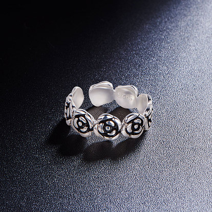Кольцо-манжета shegrace 925 из стерлингового серебра, с розовыми цветами, Размер 4