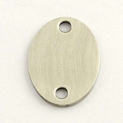 201 Stainless Steel Links Connectors, Oval Stamping Blank Tag, 24x17x1mm, Hole: 3mm
