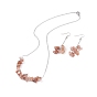 Ensemble de bijoux en perles de pierre naturelle, collier pendentif en pierres précieuses et boucles d'oreilles pendantes en grappe avec 304 chaînes de câbles en acier inoxydable pour femmes, couleur inox