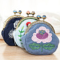 DIY Kiss Lock Coin Purse Embroidery Kit, Including Embroidered Fabric, Embroidery Needles & Thread, Metal Purse Handle, Bird/Flower/Feather Pattern