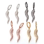 Brass Cubic Zirconia Hoop Earrings, Dangle Earrings, Horn of Plenty/Italian Horn Cornicello