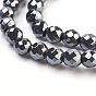 Non-Magnetic Synthetic Hematite Beads Strands, Faceted, Round, 6mm