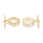Brass Micro Pave Clear Cubic Zirconia Toggle Clasps, Long-Lasting Plated, Oval & Bar