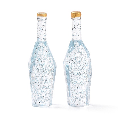 Муляж бутылки из прозрачной смолы кабошон, с блеском порошок