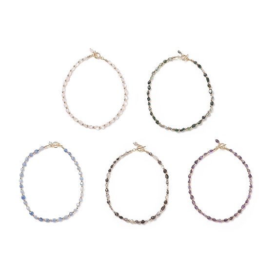 Collier de perles de pierres précieuses naturelles et d'hématite synthétique avec fermoir en acier inoxydable pour les femmes
