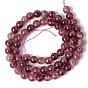 Perlas de cuarzo natural de hebras, teñido y climatizada, imitación de cuarzo, rondo, púrpura