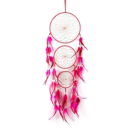 Three-Ring Pointed Woven Net/Web with Feather with Iron Home Crafts Wall Hanging Decoration