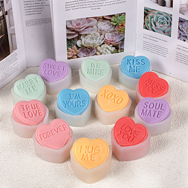 Moules à savon en forme de cœur en silicone, bricolage, avec mots, pour la fabrication de savons artisanaux, Saint Valentin